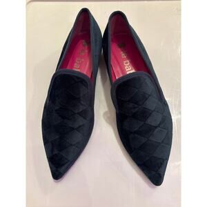 LE BABE Dark Green Velvet Pointed Toe Slip On Flats Made In Italy EU 38 US 7.5